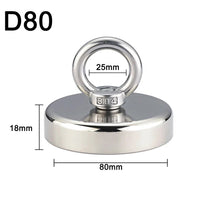 10-800Kg Magnet Salvage Recovery Neodymium with Hook + Gloves + Glue + Rope