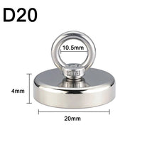 10-800Kg Magnet Salvage Recovery Neodymium with Hook + Gloves + Glue + Rope