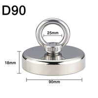 10-800Kg Magnet Salvage Recovery Neodymium with Hook + Gloves + Glue + Rope