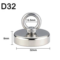 10-800Kg Magnet Salvage Recovery Neodymium with Hook + Gloves + Glue + Rope