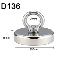 10-800Kg Magnet Salvage Recovery Neodymium with Hook + Gloves + Glue + Rope